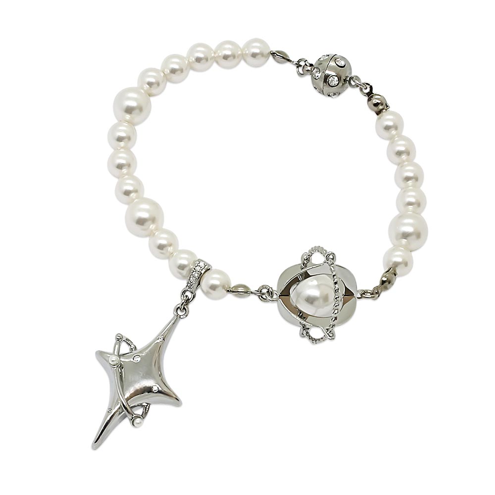 Duchess celestial pearl charm bracelet on white background
