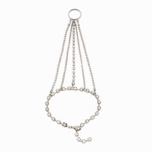 Keisha rhinestone hand chain bracelet on white background