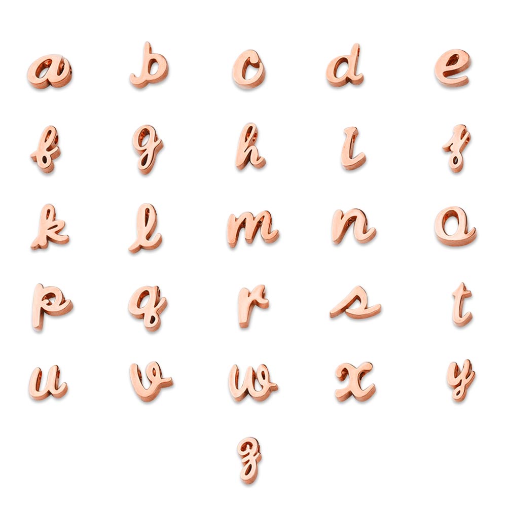 Rose gold initials charms selection for Tarni personalised necklace and bracelet set