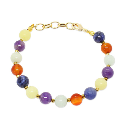 Soleil mixed stone bead bracelet on white background