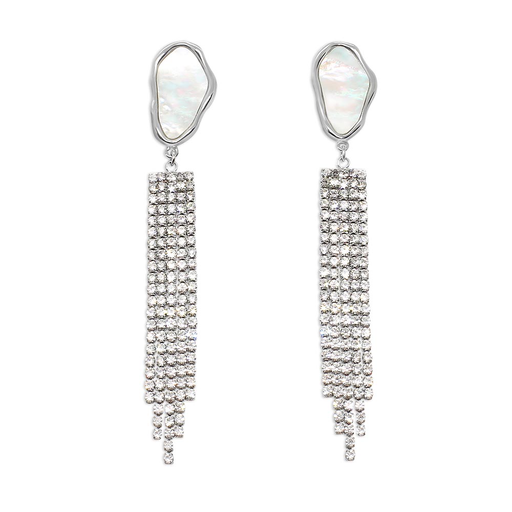 Tempest Pearl and Crystal Tassel Earrings