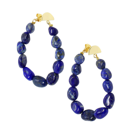 Neomi beaded stone earrings, blue stone earrings, lapis lazuli earrings