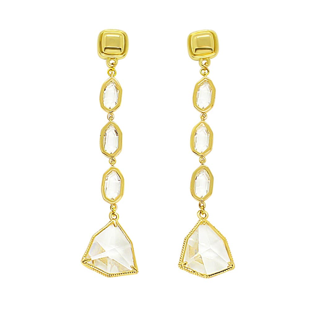 Gold and Crystal Dangle Earrings Modern chic – Cynthier