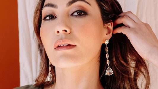 Faven modern gold and crystal dangle earrings casual look