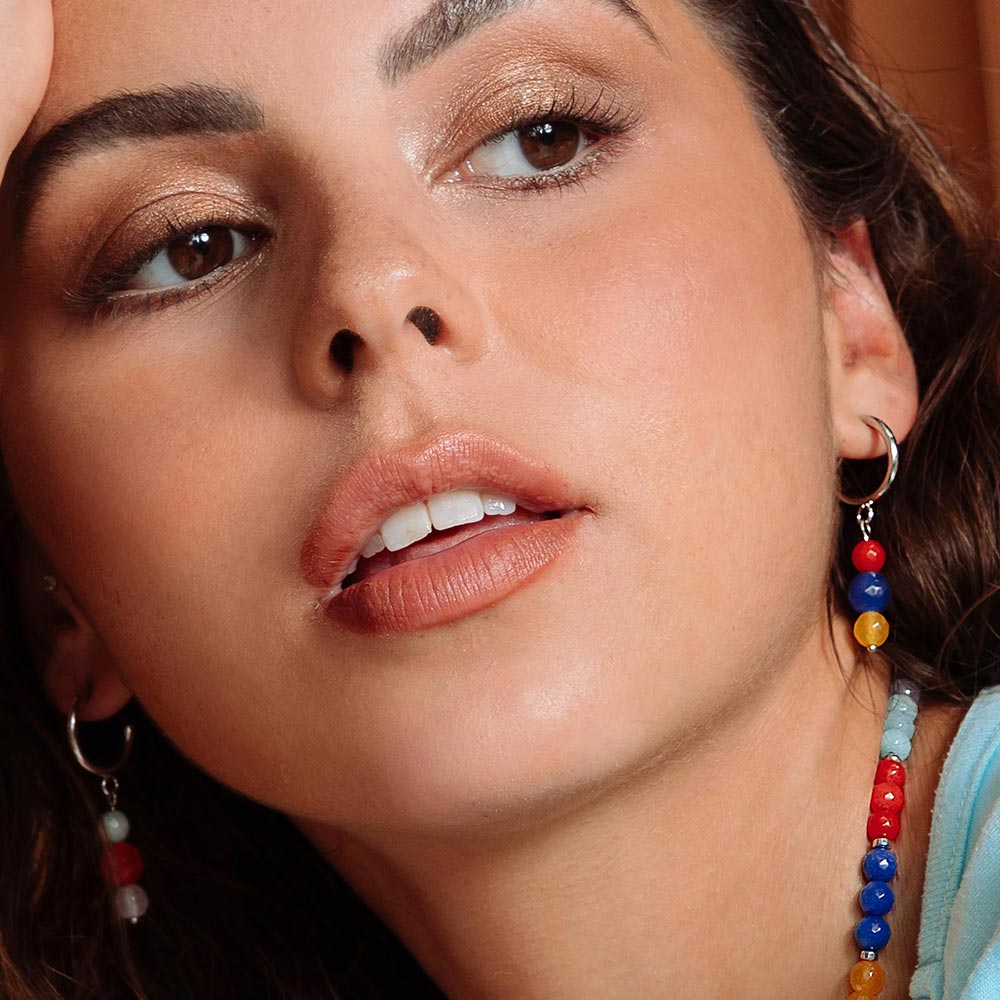 Bianka hoop earrings with mixed stone drops pair.