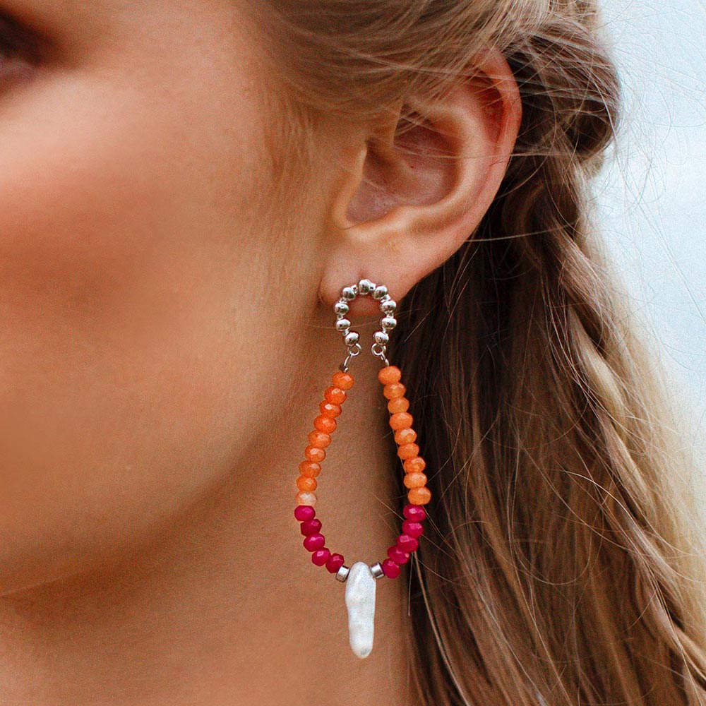 Halley Colourful Stone and Pearl Earrings
