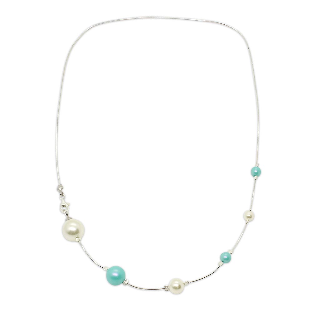 Nerina mixed pearl chain necklace classic style on white background