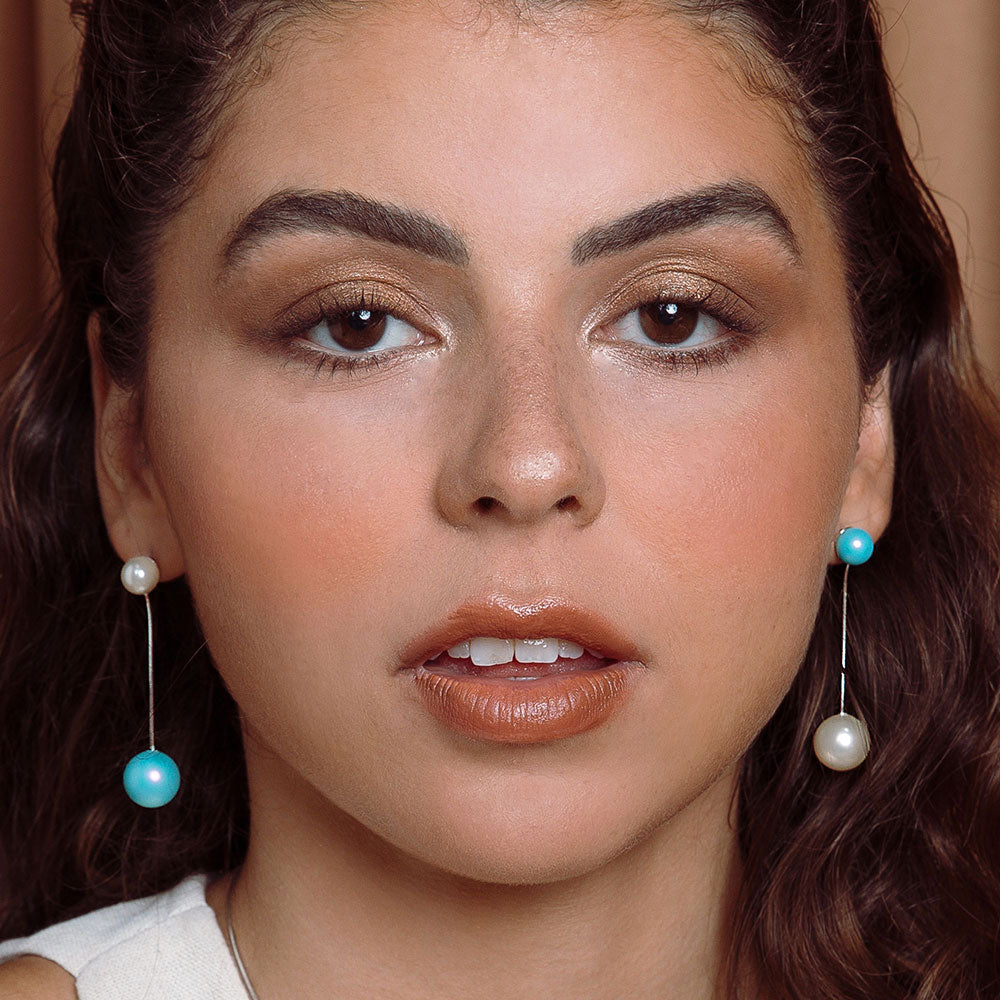 Nerina mixed pearl drop earrings pair front view