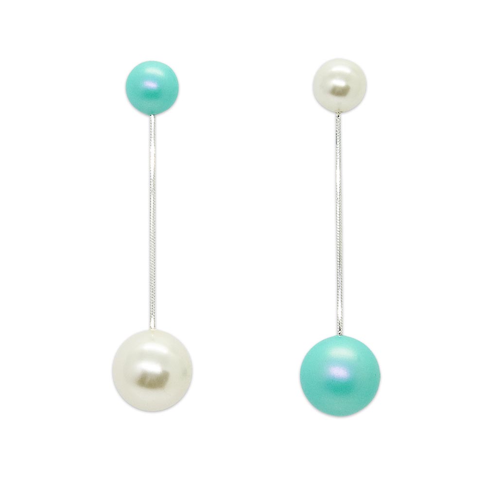 Nerina mixed pearl drop earrings on white background