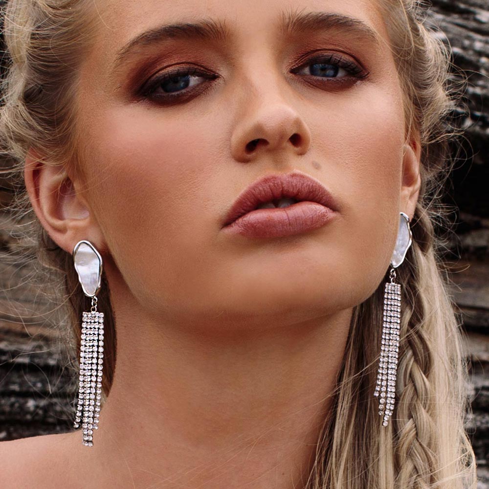Tempest Pearl and Crystal Tassel Earrings
