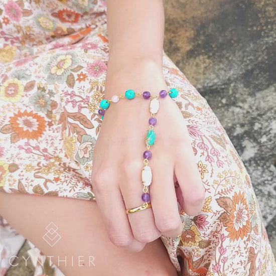 Wylda bracelet ring and left hand, necklace and earrings