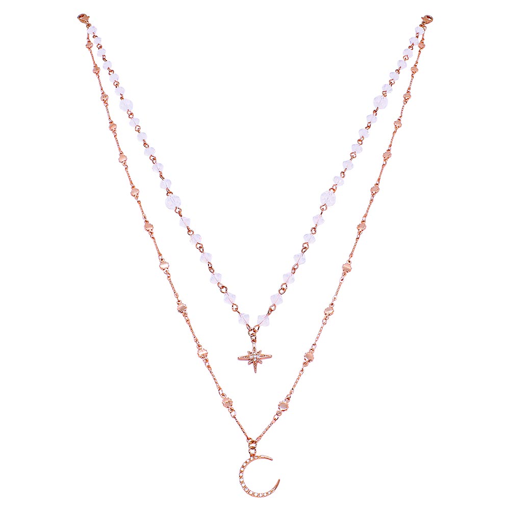 Callista moon and star layered necklace white background