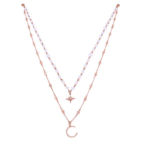 Callista moon and star layered necklace white background