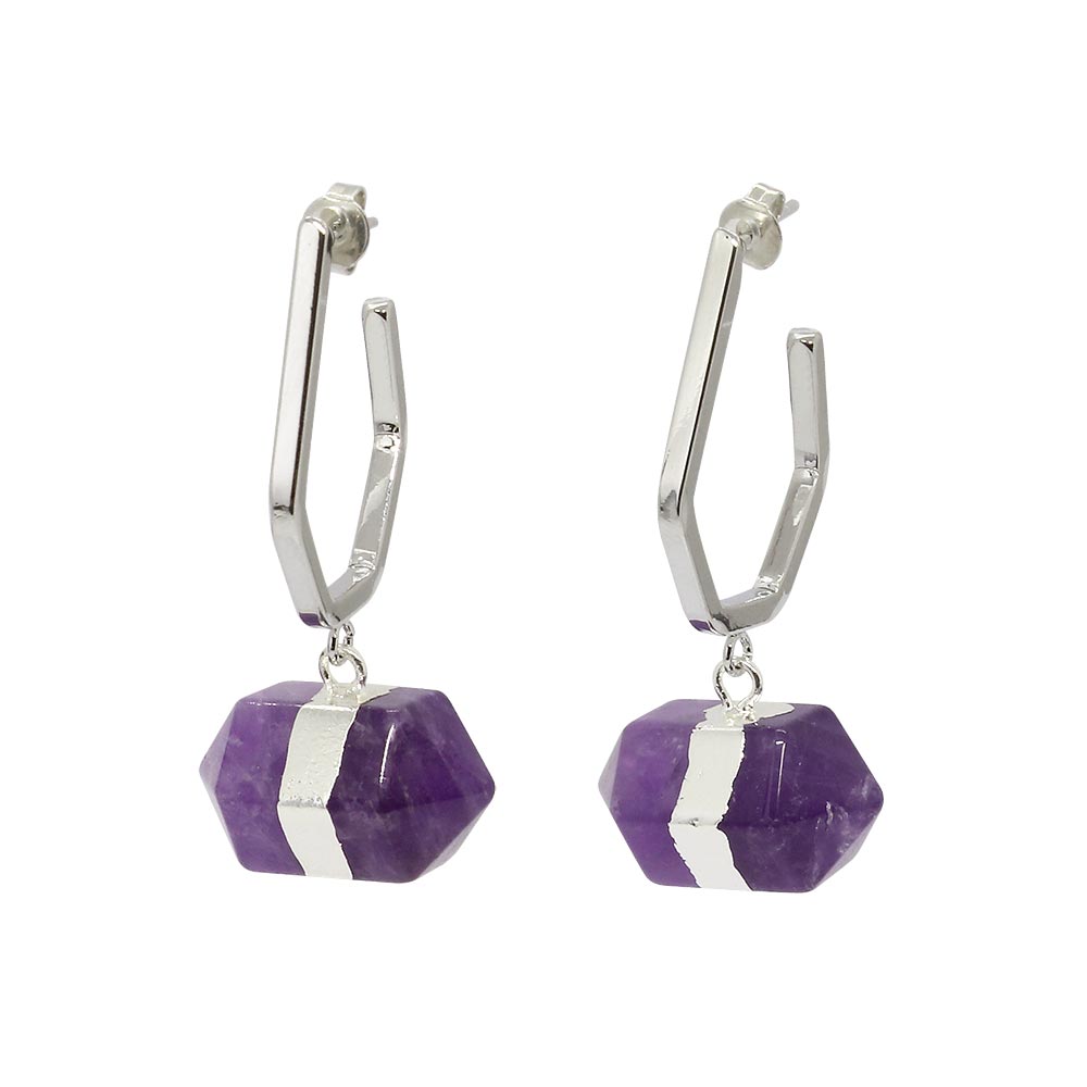 Chakra stone earrings, amethyst earrings with silver