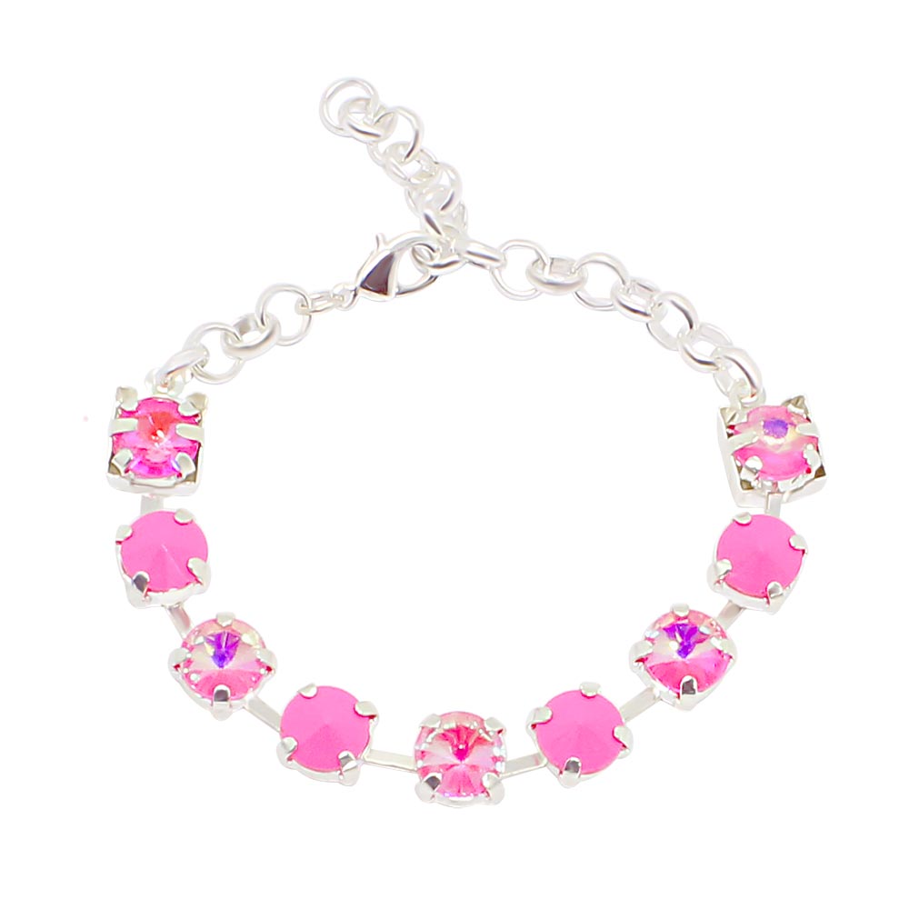 Daiquiri neon crystal bracelet, neon pink bracelet on white background