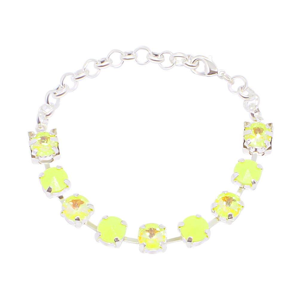 Daiquiri neon crystal bracelet, neon yellow bracelet on white background