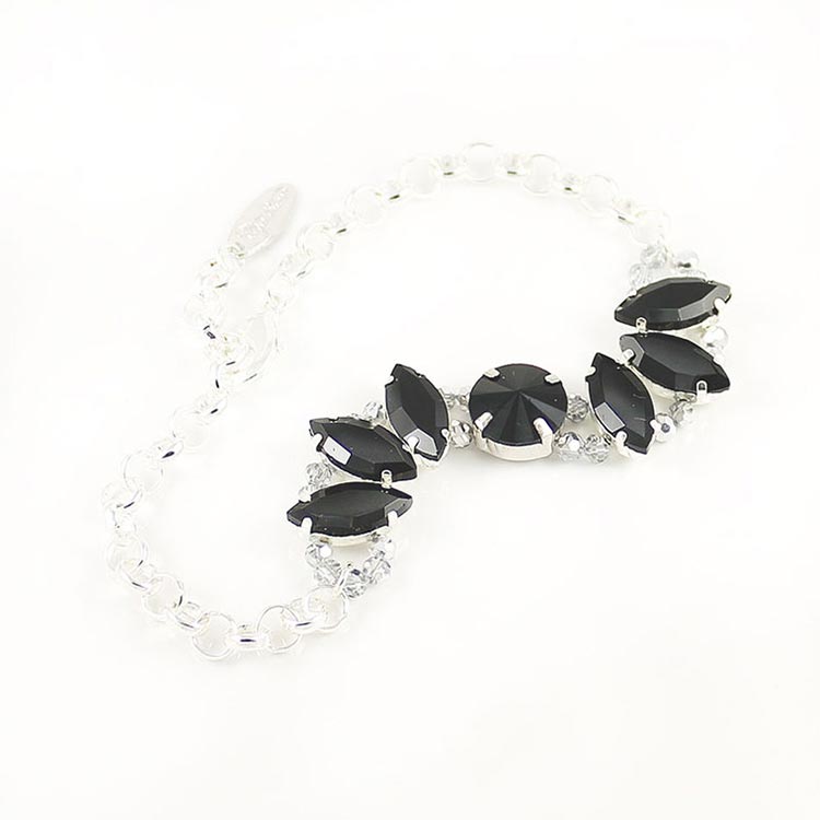 Heather rock glam crystal bracelet Black on white background