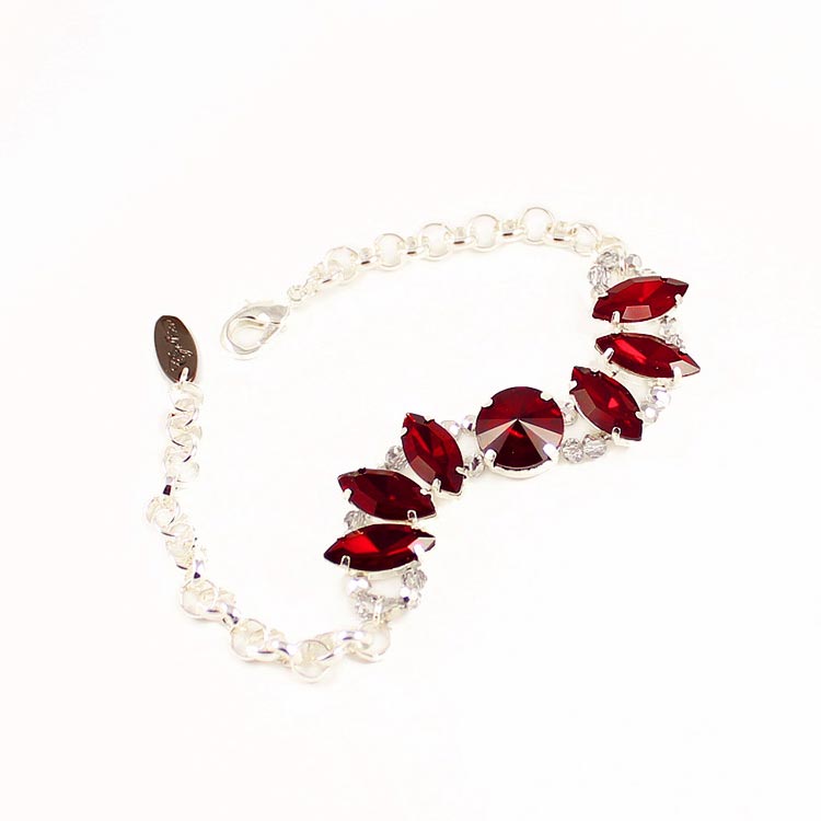Heather rock glam crystal bracelet Red on white background