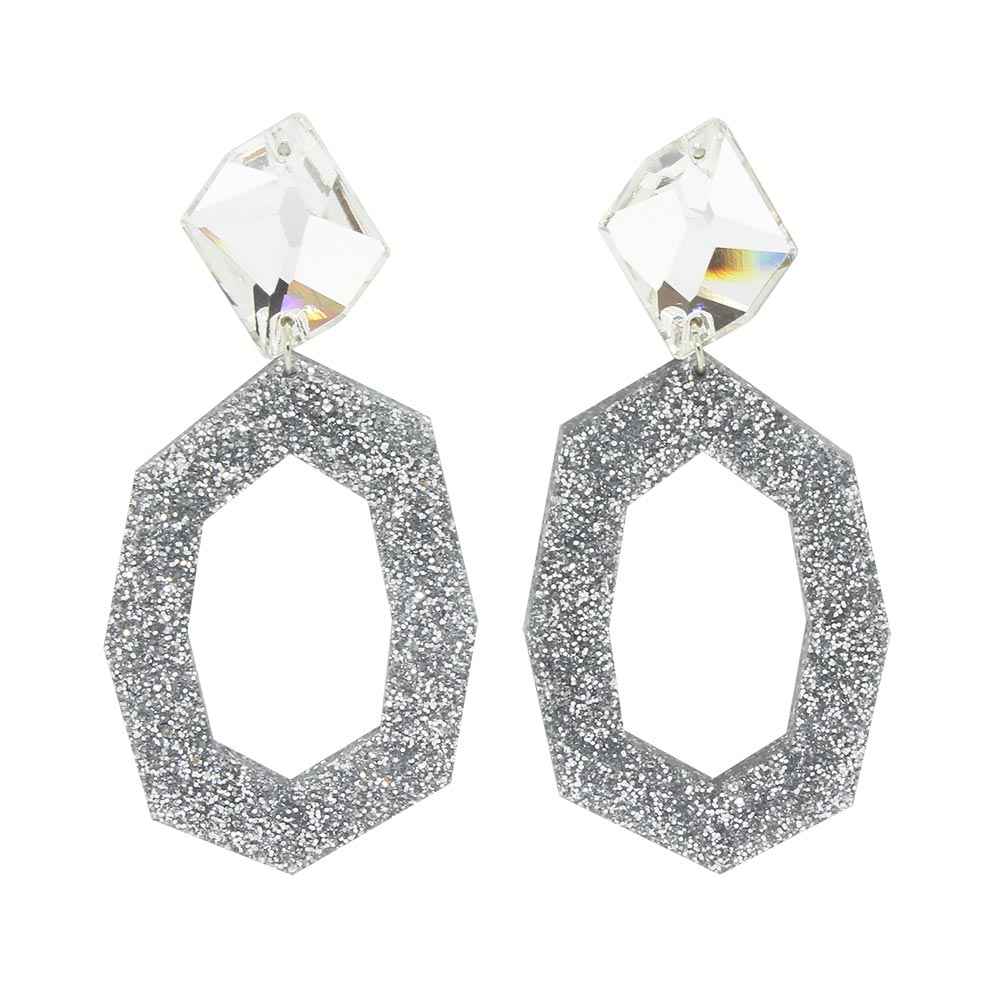 Jaci crystal and glitter earrings silver