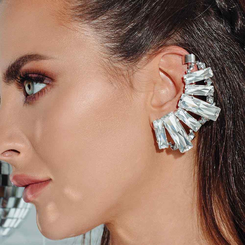 Kara crystal ear climber on left ear