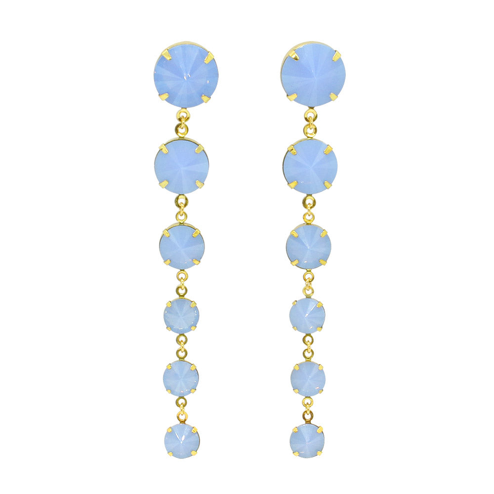 Kelsey Crystal Drop Earrings in Blue Opal & Gold