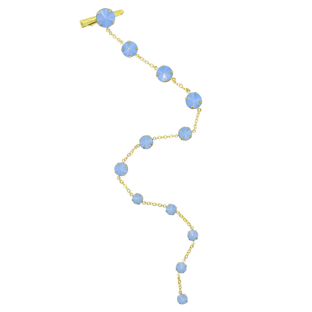 Kelsey crystal hair chain in Blue Opal & Gold