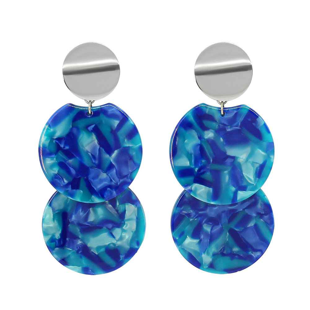 Leya disc dangle earrings in Blue & Silver