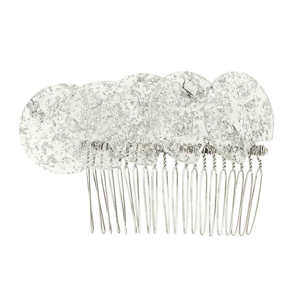 Leya acetate disc hair comb in Silver