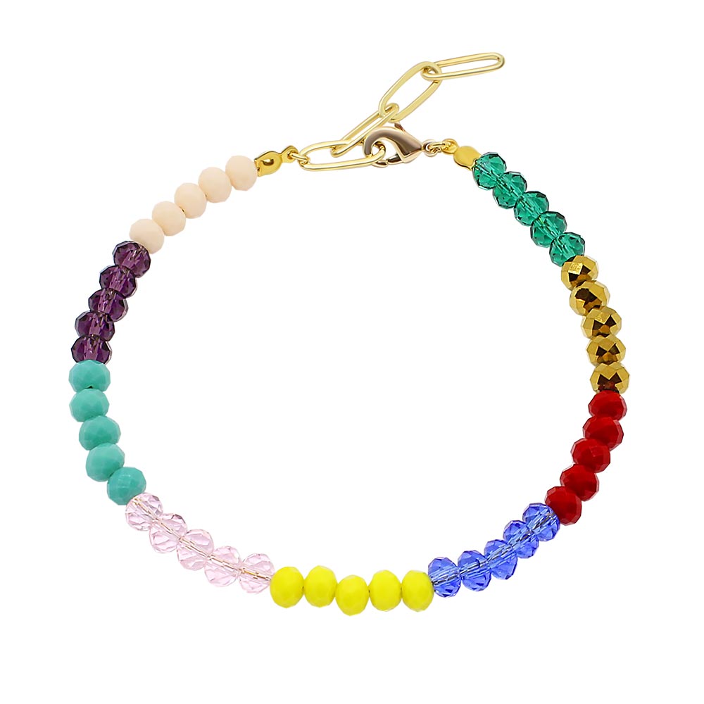 Millie rainbow beaded anklet on white background