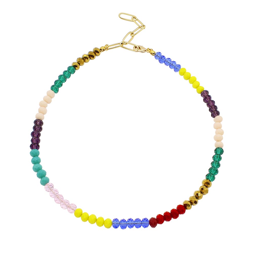 Millie rainbow beaded necklace on white background
