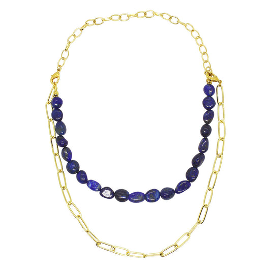 Neomi multi way stone necklace, blue stone necklace, layered necklace