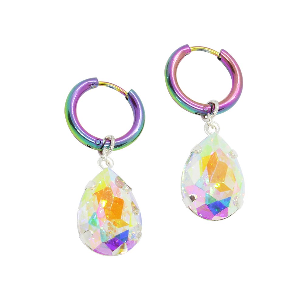 Nika Iridescent Earrings with teardrop pendant