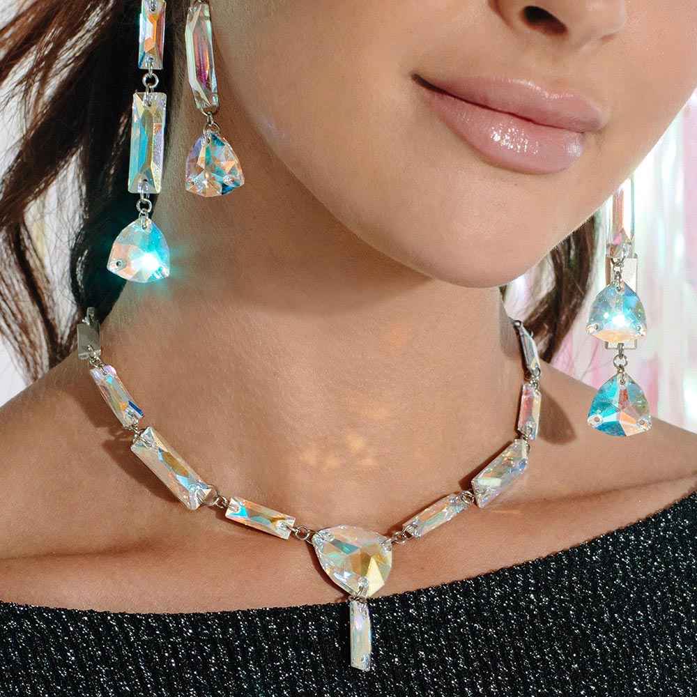 Xanadu Iridescent Crystal Backdrop Necklace