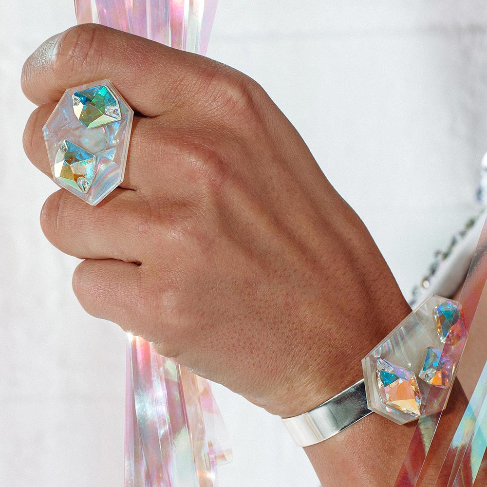 Zephyr Iridescent Geometric Ring