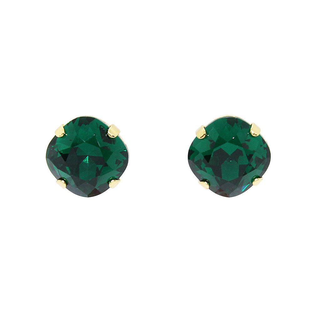 Emerald Zodiac Crystal Stud Earrings  with gold metal