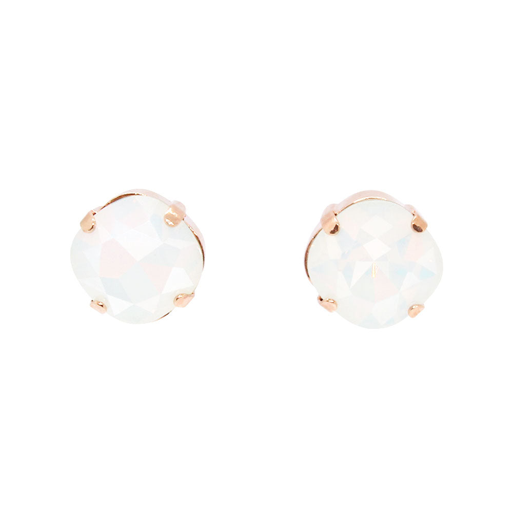 Moonstone Zodiac Crystal Stud Earrings with rose gold metal