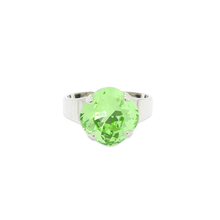 Zodiac crystal birthstone ring August peridot with silver band