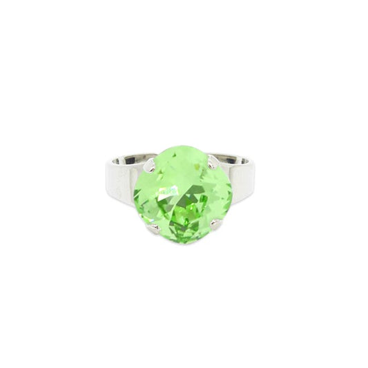 Zodiac crystal birthstone ring August peridot with silver band