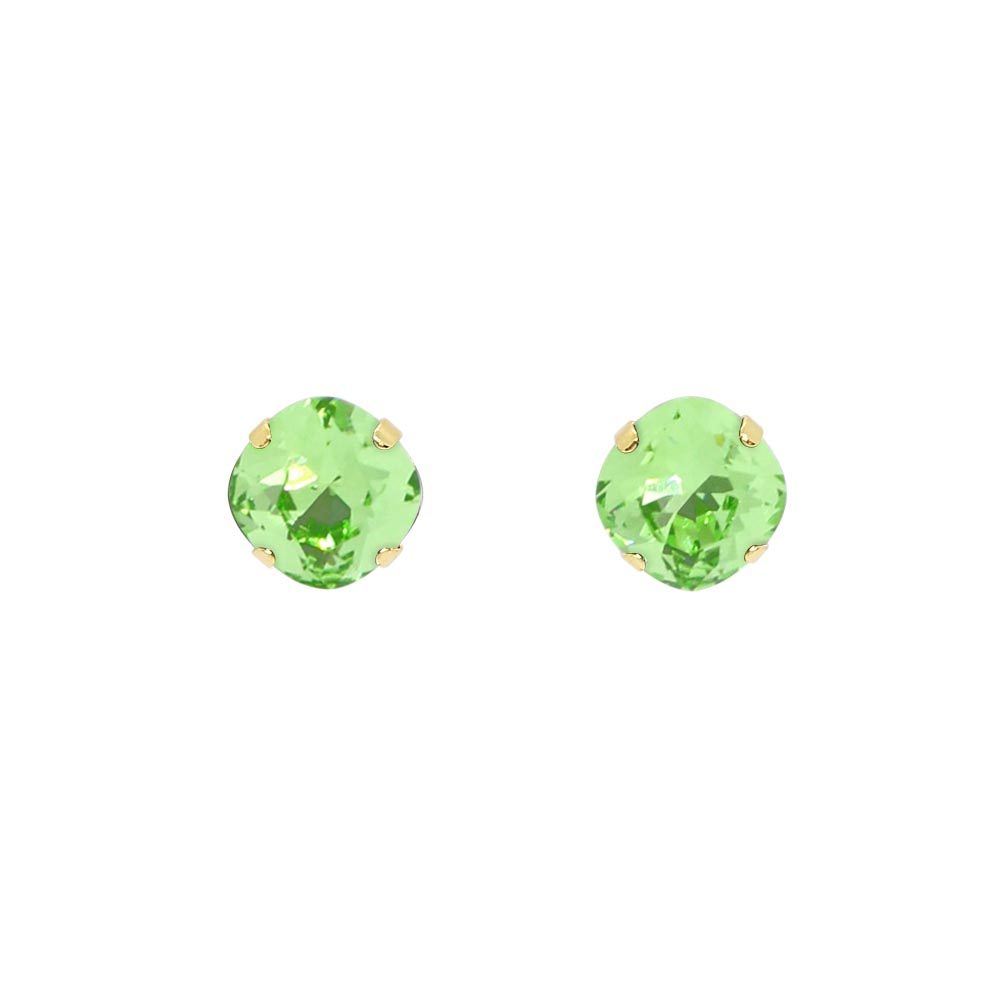 Zodiac crystal birthstone stud earrings August peridot with gold