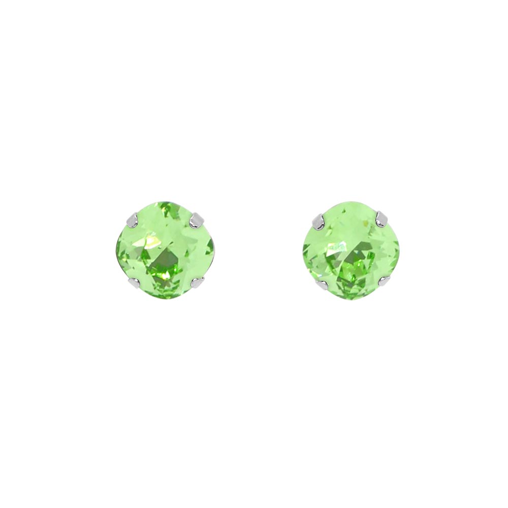 Zodiac crystal birthstone stud earrings August peridot with silver