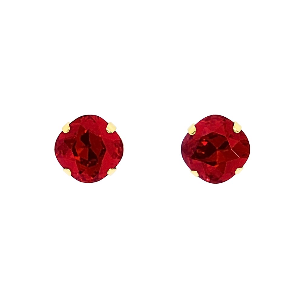 Zodiac birthstone stud earrings July ruby with gold.