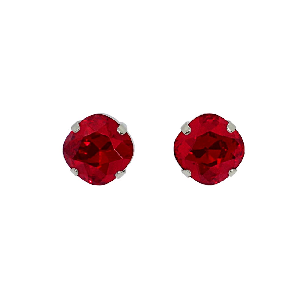 Zodiac birthstone stud earrings July ruby with silver.