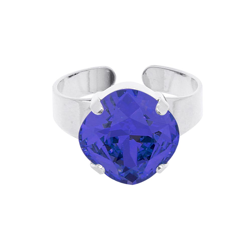 Zodiac crystal birthstone ring September sapphire with silver band