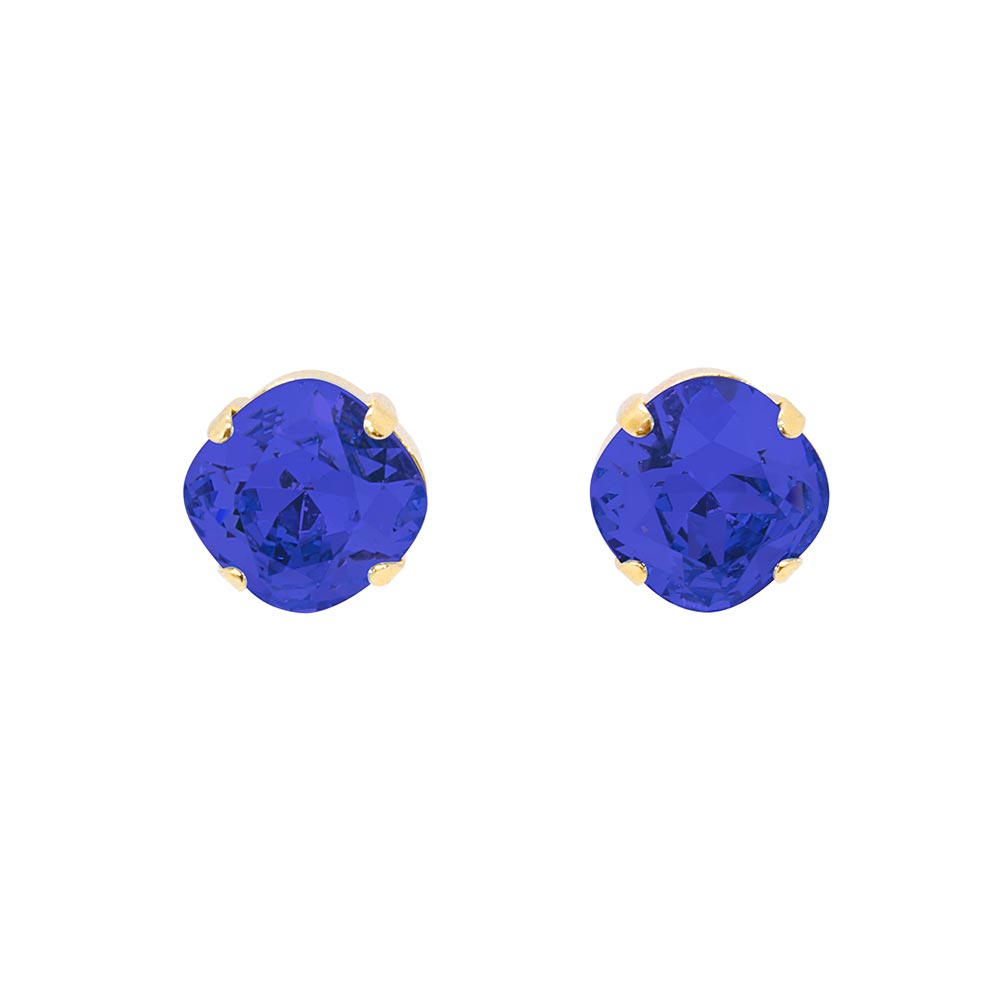 Zodiac crystal birthstone stud earrings September sapphire with gold