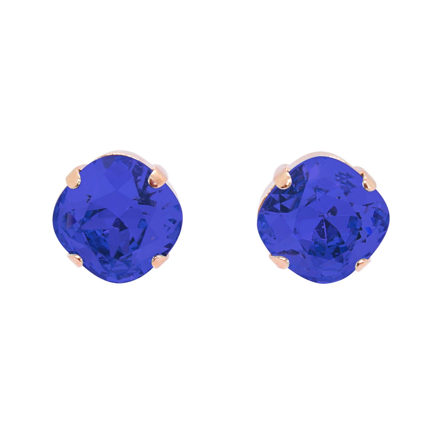 Zodiac crystal birthstone stud earrings September sapphire with rose gold
