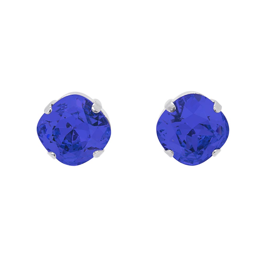 Zodiac crystal birthstone stud earrings September sapphire with silver
