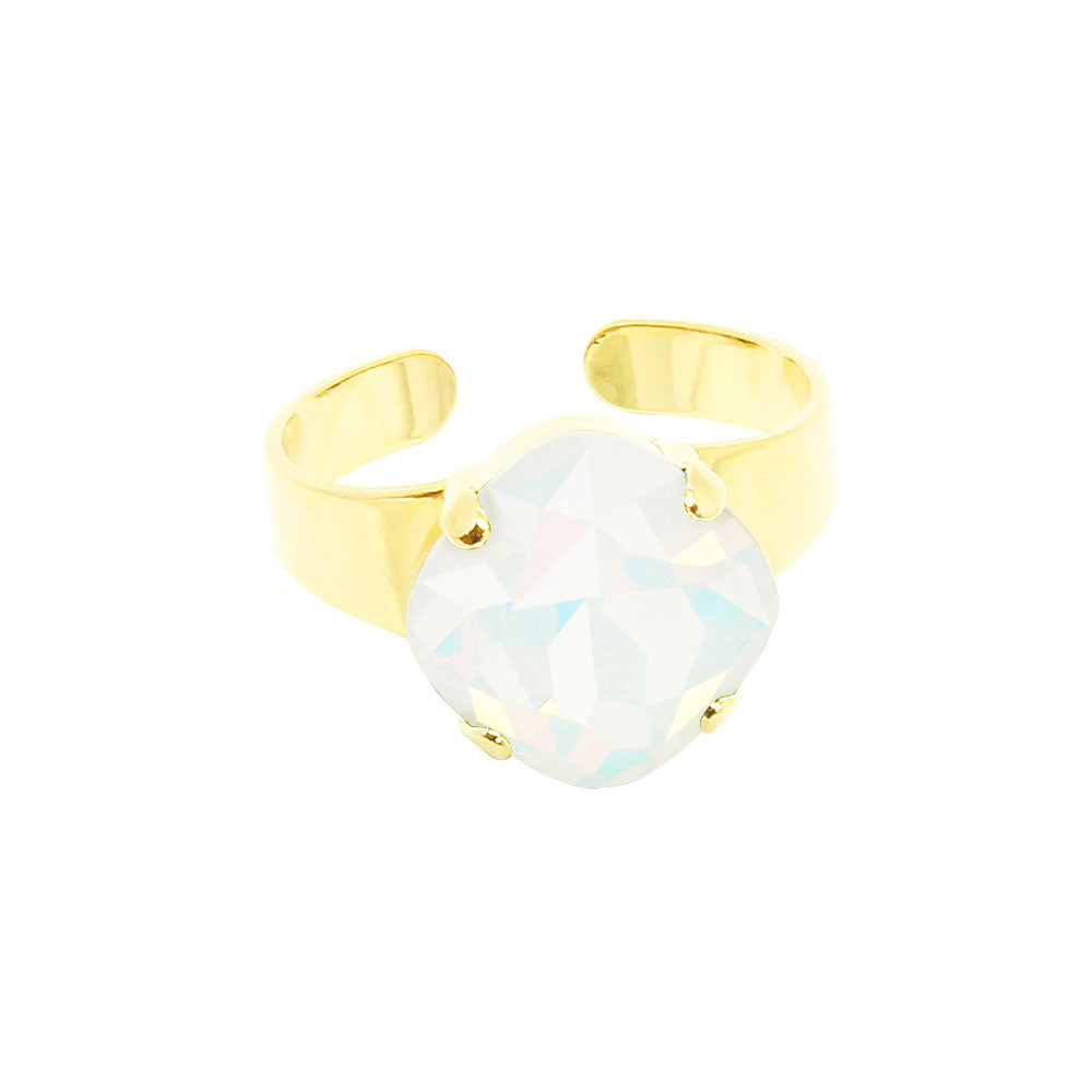 June moonstone Zodiac birthstone crystal ring with gold metal