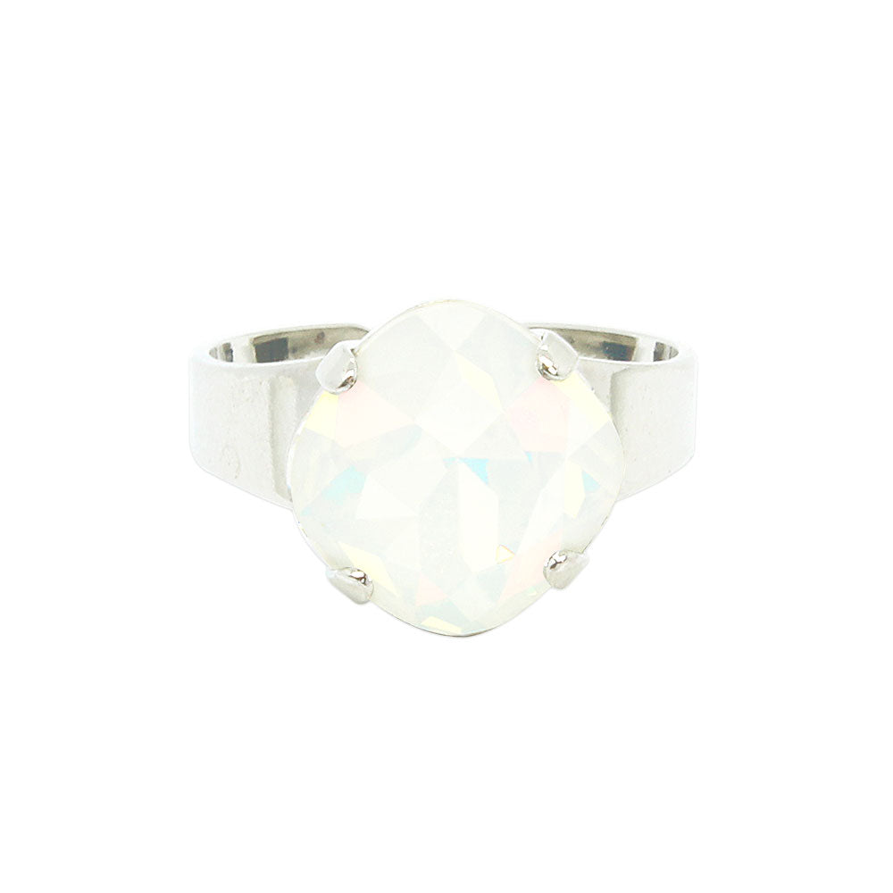 June moonstone Zodiac birthstone crystal ring with silver metal