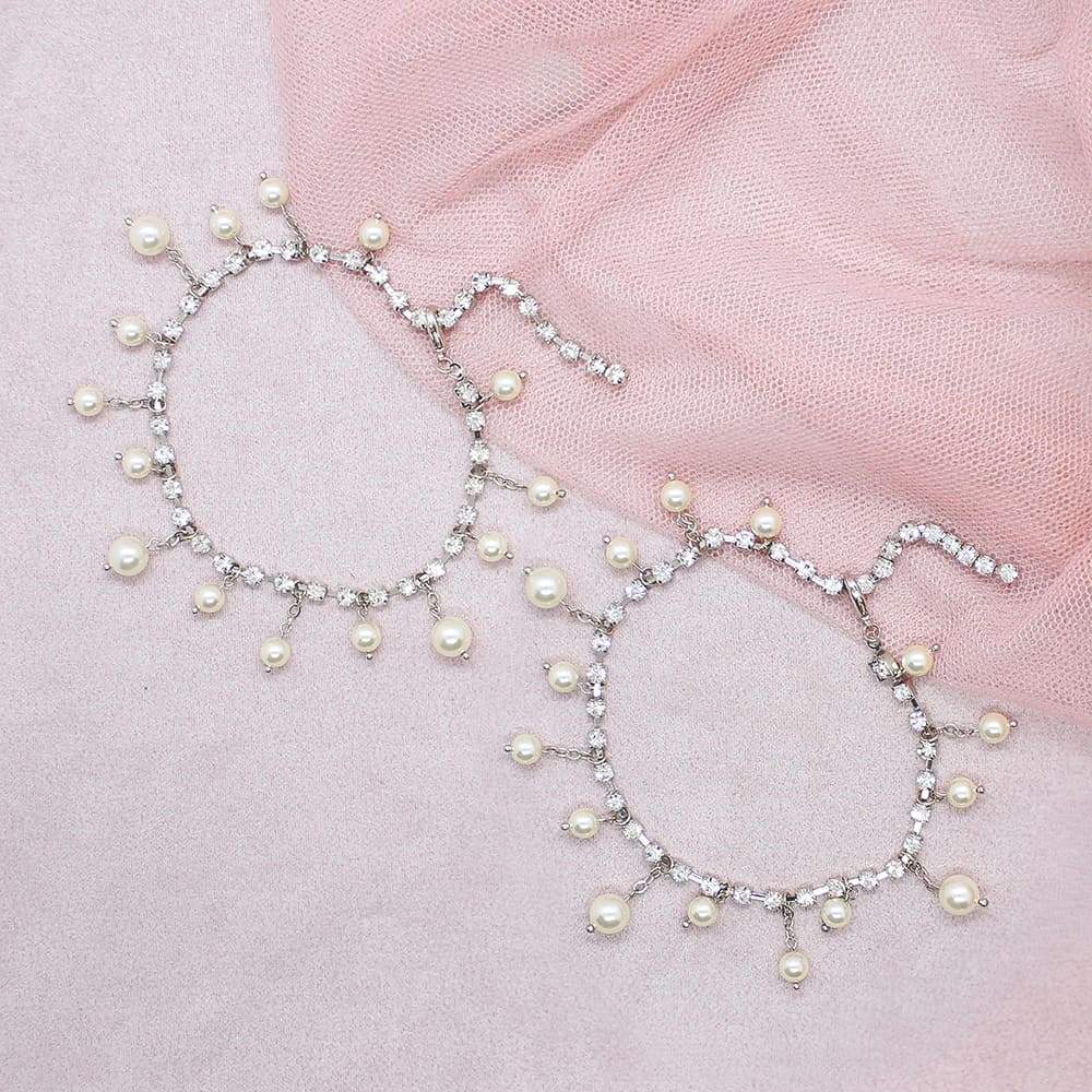 Alexi Pearl & Crystal Anklets on pink