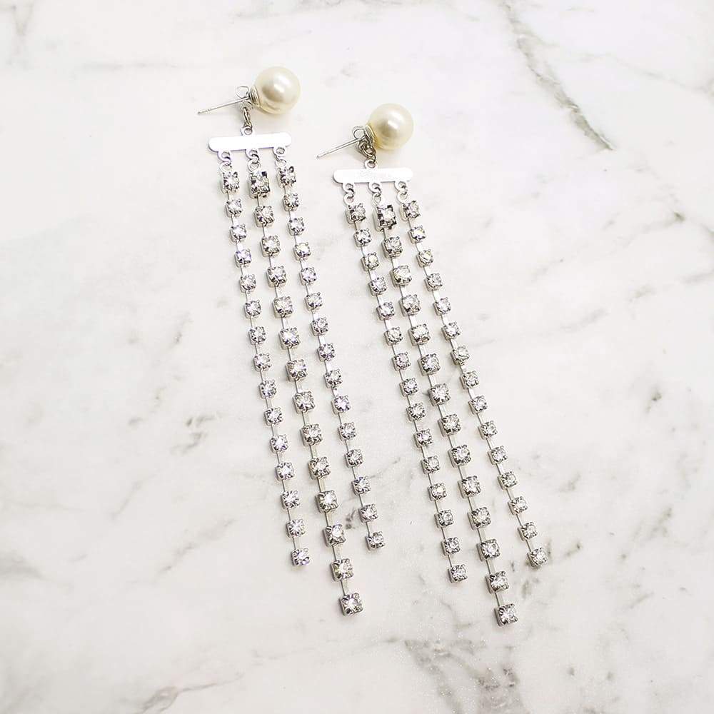 Alexi Modern Chic Bridal Earrings on grey